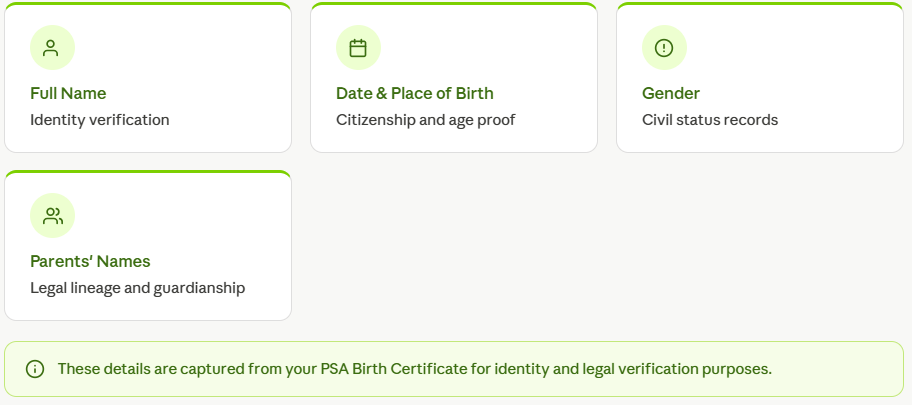 PSA birth certificiate for identify