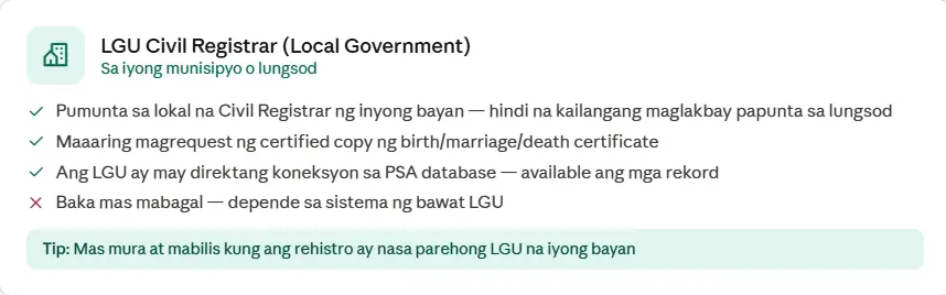 LGU Civil Registrar (Local Government)