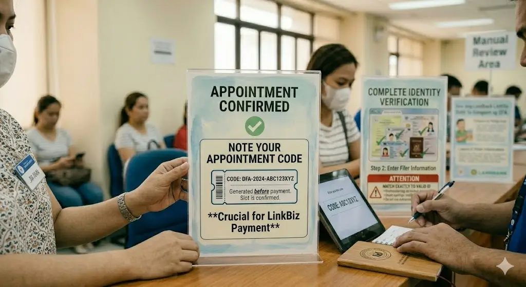 Note your Appointment Code