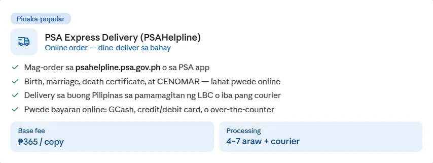 PSA Express Delivery (PSAHelpline)