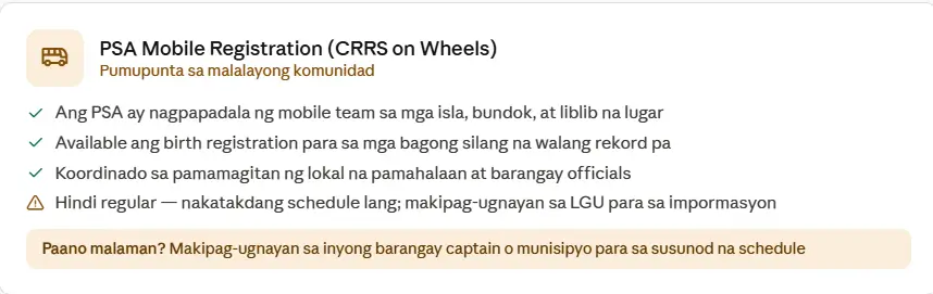 PSA Mobile Registration (CRRS on Wheels)