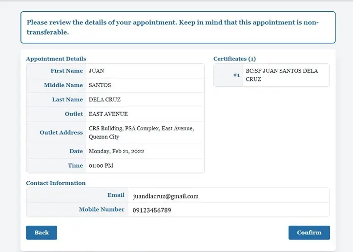 Review before confirming