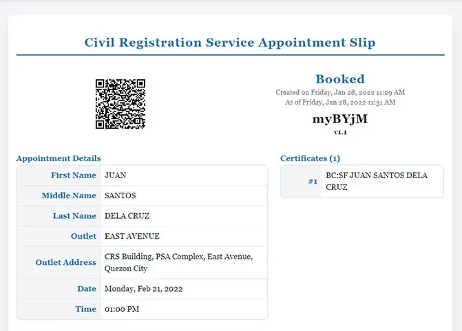 Save your appointment slip