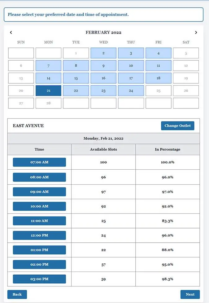 Select your preferred schedule