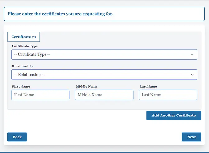 Specify your document request